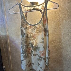 Chaser White and Tan Backless Cut-Out Tank Top